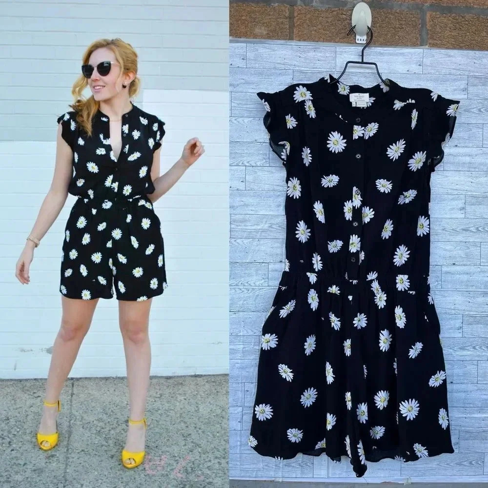 Kate Spade Daisy Dot Crepe Romper Size 6